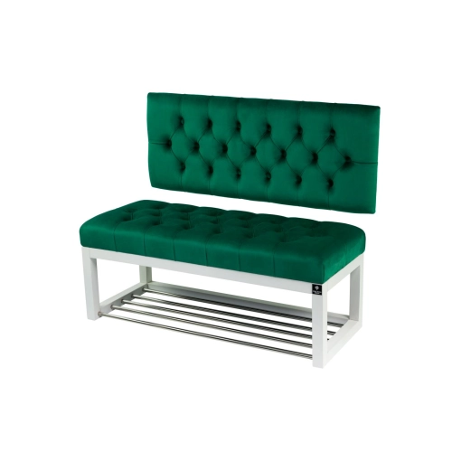 Ławka Pikowana z Oparciem Butelkowa Zieleń LPP-118 Rozmiary od 50 cm do 200 cm