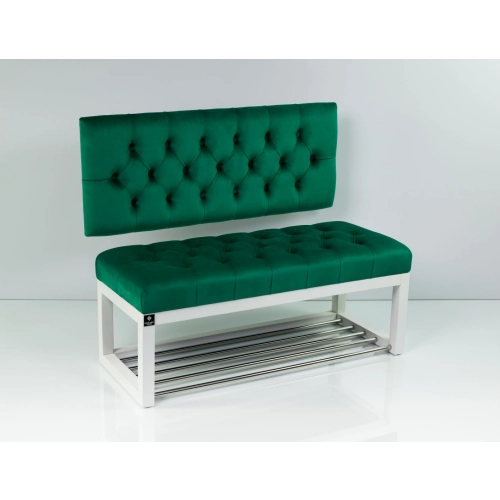 Ławka Pikowana z Oparciem Butelkowa Zieleń LPP-118 Rozmiary od 50 cm do 200 cm