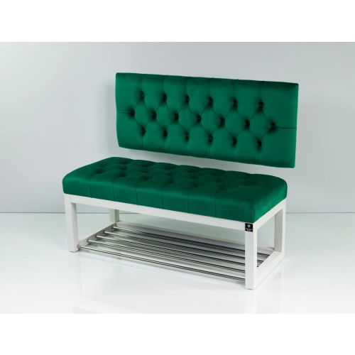 Ławka Pikowana z Oparciem Butelkowa Zieleń LPP-118 Rozmiary od 50 cm do 200 cm