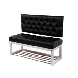 Ławka Pikowana z Oparciem Ekoskóra Czarny LPP-118 Rozmiary od 50 cm do 200 cm