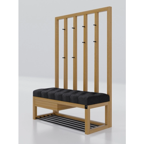 Ławka Szafka Pufa Pikowane Siedzisko Czarny Wieszak LPP-121 Rozmiary od 50 cm do 200 cm