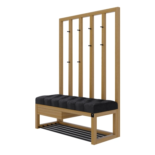Ławka Szafka Pufa Pikowane Siedzisko Czarny Wieszak LPP-121 Rozmiary od 50 cm do 200 cm