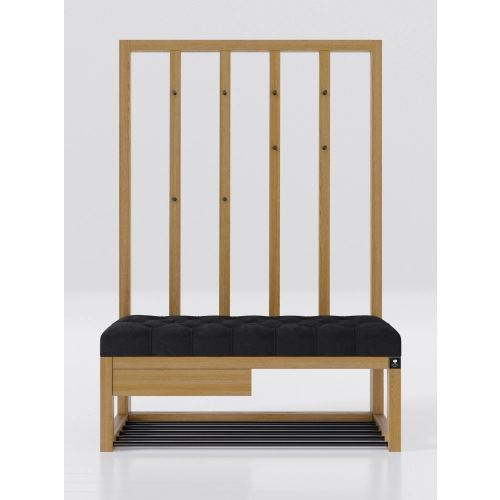 Ławka Szafka Pufa Pikowane Siedzisko Czarny Wieszak LPP-121 Rozmiary od 50 cm do 200 cm