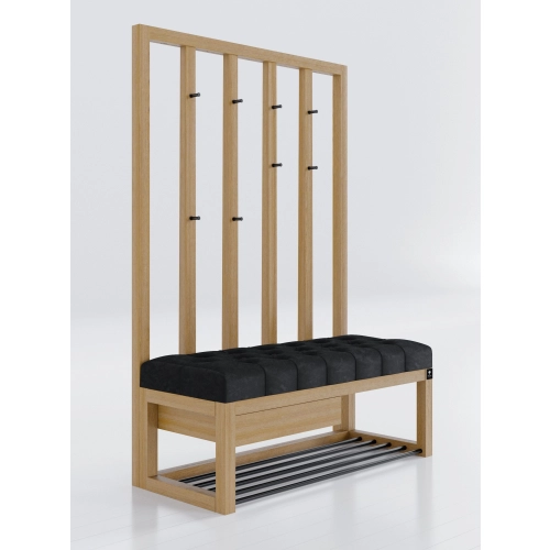 Ławka Szafka Pufa Pikowane Siedzisko Czarny Wieszak LPP-121 Rozmiary od 50 cm do 200 cm
