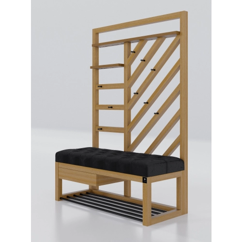 Ławka Szafka Pufa Pikowane Siedzisko Czarny Wieszak LPP-123 Rozmiary od 50 cm do 200 cm
