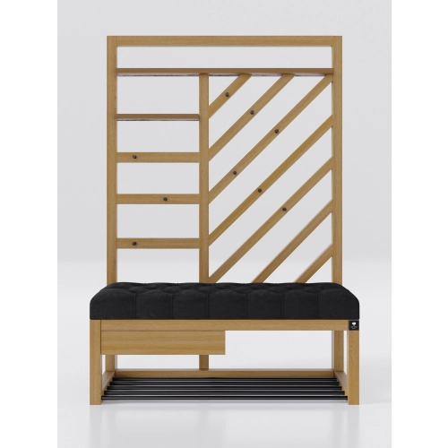 Ławka Szafka Pufa Pikowane Siedzisko Czarny Wieszak LPP-123 Rozmiary od 50 cm do 200 cm