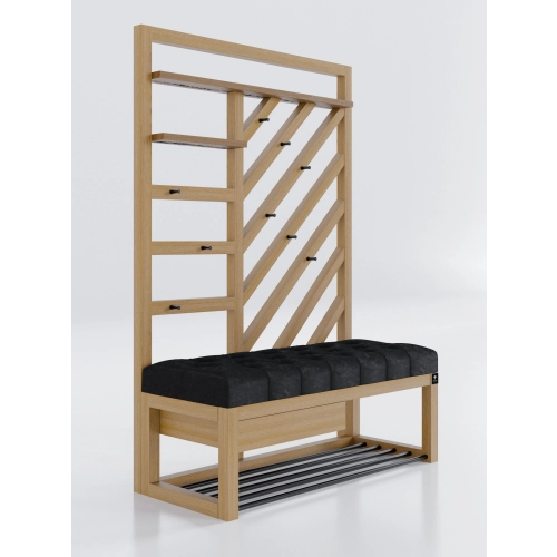 Ławka Szafka Pufa Pikowane Siedzisko Czarny Wieszak LPP-123 Rozmiary od 50 cm do 200 cm