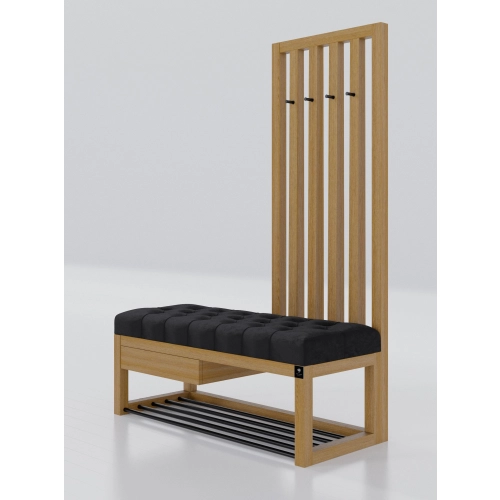 Ławka Szafka Pufa Pikowane Siedzisko Czarny Wieszak LPP-125 Rozmiary od 50 cm do 200 cm