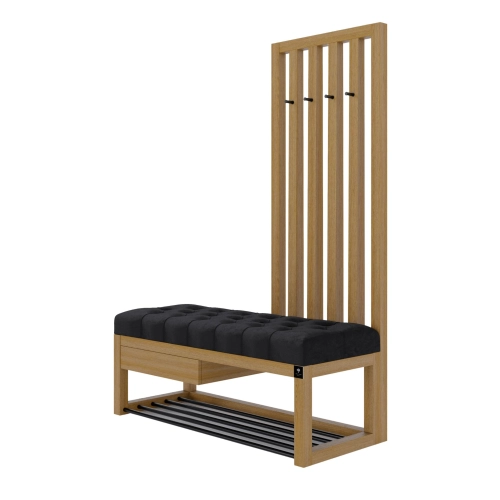 Ławka Szafka Pufa Pikowane Siedzisko Czarny Wieszak LPP-125 Rozmiary od 50 cm do 200 cm