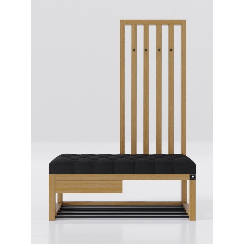 Ławka Szafka Pufa Pikowane Siedzisko Czarny Wieszak LPP-125 Rozmiary od 50 cm do 200 cm