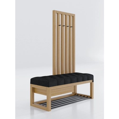Ławka Szafka Pufa Pikowane Siedzisko Czarny Wieszak LPP-125 Rozmiary od 50 cm do 200 cm