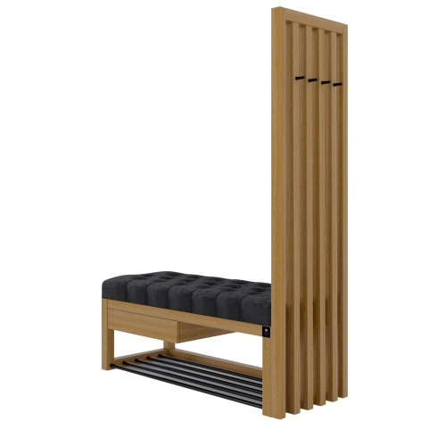 Ławka Szafka Pufa Pikowane Siedzisko Czarny Wieszak LPP-126 Rozmiary od 50 cm do 200 cm