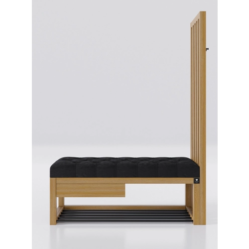 Ławka Szafka Pufa Pikowane Siedzisko Czarny Wieszak LPP-126 Rozmiary od 50 cm do 200 cm