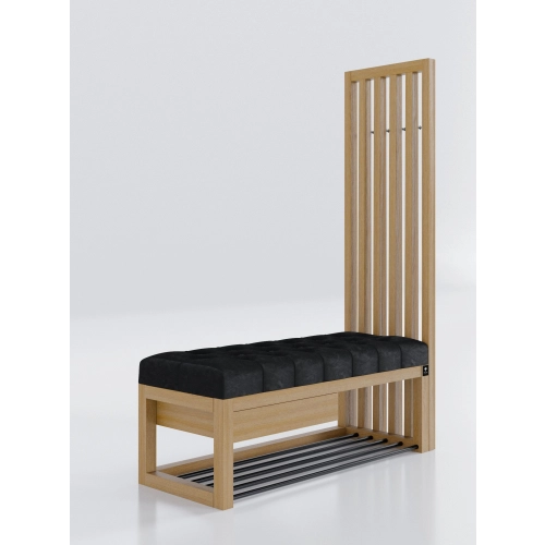 Ławka Szafka Pufa Pikowane Siedzisko Czarny Wieszak LPP-126 Rozmiary od 50 cm do 200 cm
