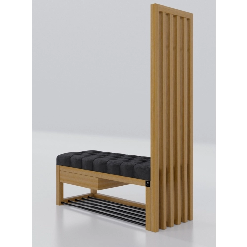 Ławka Szafka Pufa Pikowane Siedzisko Czarny Wieszak LPP-127 Rozmiary od 50 cm do 200 cm