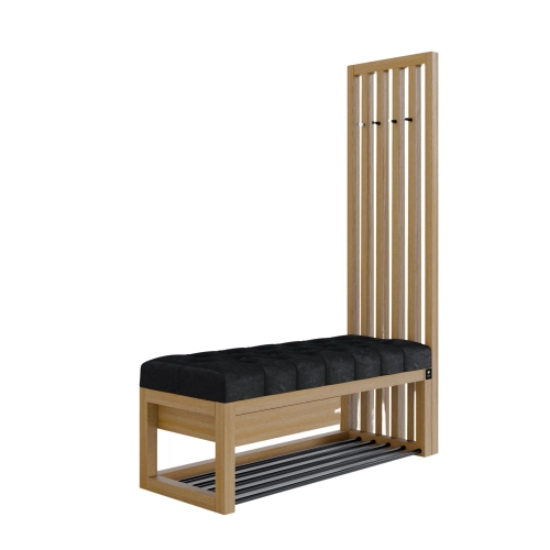 Ławka Szafka Pufa Pikowane Siedzisko Czarny Wieszak LPP-127 Rozmiary od 50 cm do 200 cm