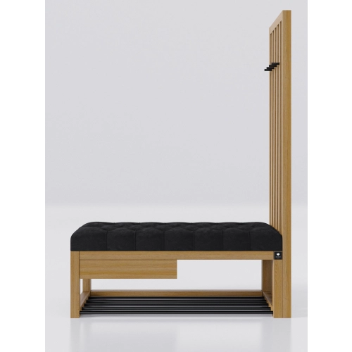 Ławka Szafka Pufa Pikowane Siedzisko Czarny Wieszak LPP-127 Rozmiary od 50 cm do 200 cm