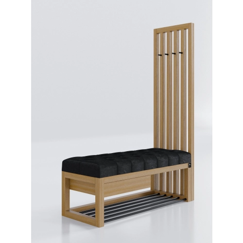 Ławka Szafka Pufa Pikowane Siedzisko Czarny Wieszak LPP-127 Rozmiary od 50 cm do 200 cm