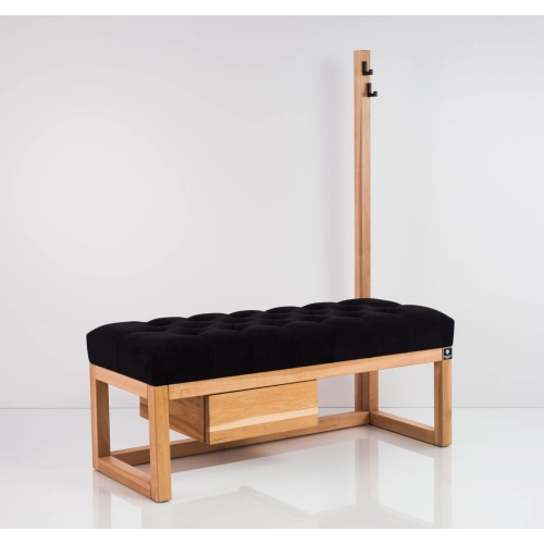 Ławka Szafka Pufa Pikowane Siedzisko Czarny Wieszak LPP-13 Rozmiary od 50 cm do 200 cm