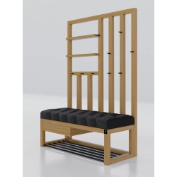 Ławka Szafka Pufa Pikowane Siedzisko Czarny Wieszak LPP-130 Rozmiary od 50 cm do 200 cm
