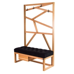 Ławka Szafka Pufa Pikowane Siedzisko Czarny Wieszak LPP-14 Rozmiary od 50 cm do 200 cm