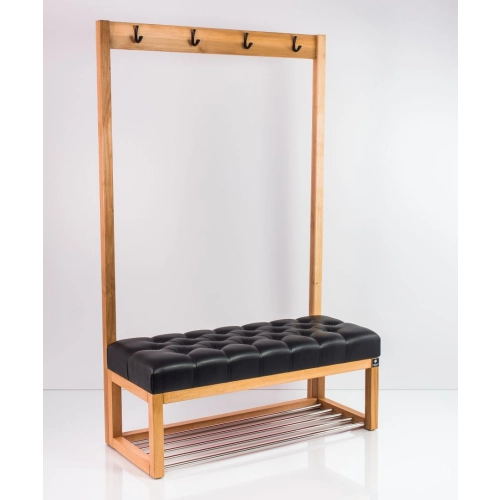 Ławka Szafka Pufa Pikowane Siedzisko Ekoskóra Czarny Wieszak LPP-15 Rozmiary od 50 cm do 200 cm