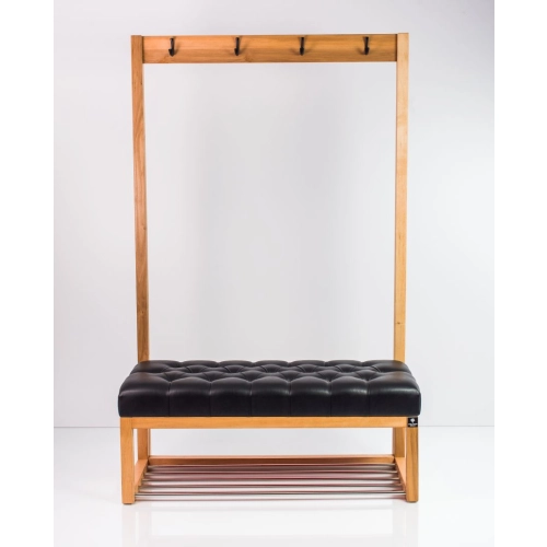 Ławka Szafka Pufa Pikowane Siedzisko Ekoskóra Czarny Wieszak LPP-15 Rozmiary od 50 cm do 200 cm