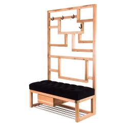 Ławka Szafka Pufa Pikowane Siedzisko Czarny Wieszak LPP-18 Rozmiary od 50 cm do 200 cm