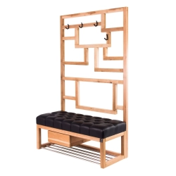 Ławka Szafka Pufa Pikowane Siedzisko Ekoskóra Czarny Wieszak LPP-18 Rozmiary od 50 cm do 200 cm