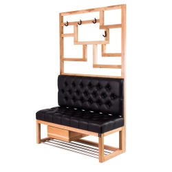 Ławka Szafka Pufa Pikowane Siedzisko Ekoskóra Czarny Wieszak LPP-19 Rozmiary od 50 cm do 200 cm