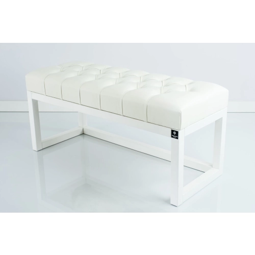 Ławka Pufa Pikowana Ekoskóra Biała  LPP-2 + Wieszak Ścienny WDC-19 Kolory