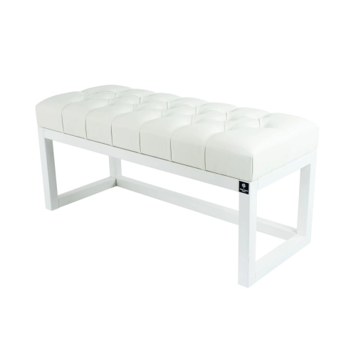 Ławka Pufa Pikowana Ekoskóra Biała  LPP-2 + Wieszak Ścienny WDC-19 Kolory