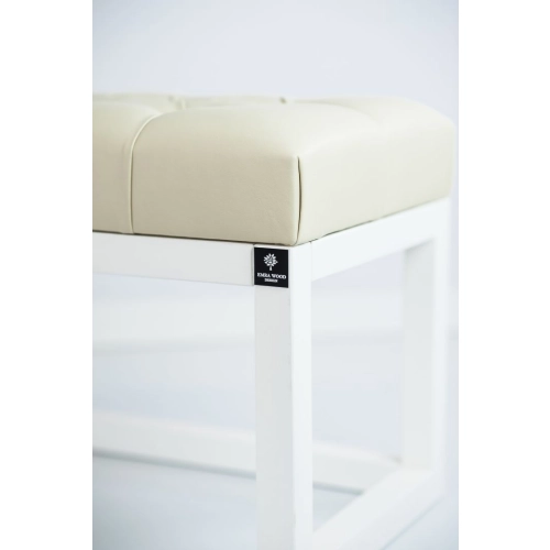 Ławka Pufa Pikowana Ekoskóra Ecru Guzik Tapicerowany LPP-2 + Wieszak Ścienny WDC-35 Kolory