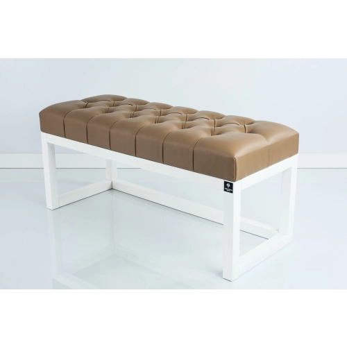 Ławka Pufa Pikowana Ekoskóra Brąz Guzik Tapicerowany LPP-2 + Wieszak Ścienny WDC-19 Kolory