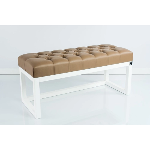 Ławka Pufa Pikowana Ekoskóra Brąz Guzik Tapicerowany LPP-2 + Wieszak Ścienny WDC-19 Kolory