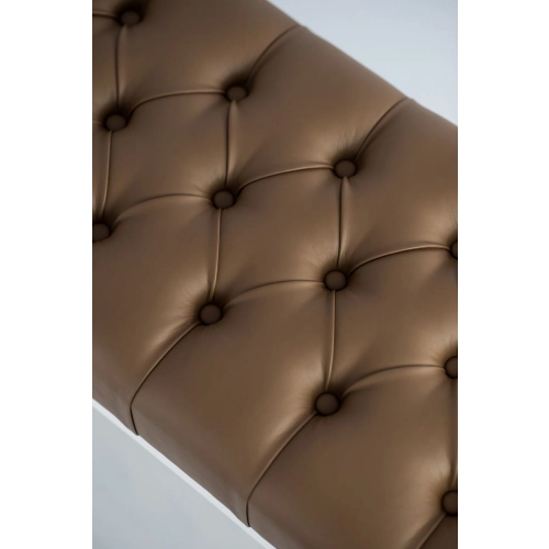 Ławka Pufa Pikowana Ekoskóra Brąz Guzik Tapicerowany LPP-2 + Wieszak Ścienny WDC-19 Kolory