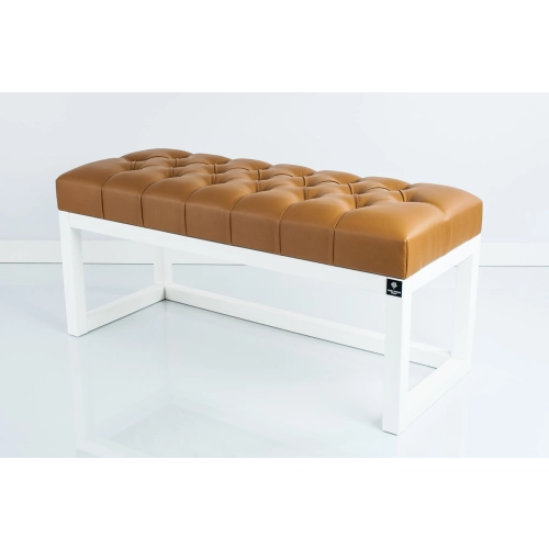 Ławka Pufa Pikowana Ekoskóra Brąz Guzik Tapicerowany LPP-2 + Wieszak Ścienny WDC-22 Kolory