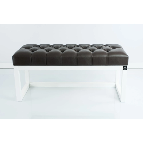 Ławka Pufa Pikowana Ekoskóra Brąz Guzik Tapicerowany LPP-2 + Wieszak Ścienny WDC-5 Kolory