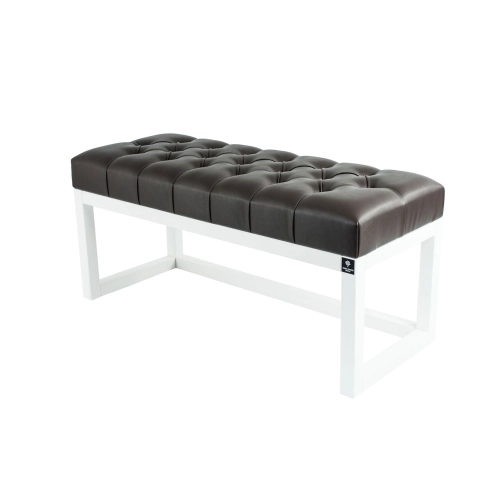 Ławka Pufa Pikowana Ekoskóra Brąz Guzik Tapicerowany LPP-2 + Wieszak Ścienny WDC-5 Kolory