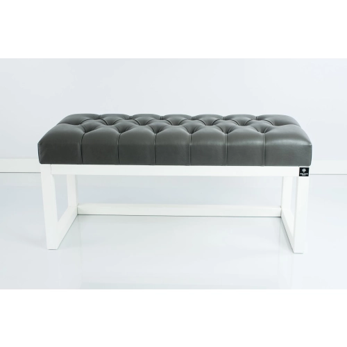 Ławka Pufa Pikowana Ekoskóra Grafit Guzik Tapicerowany LPP-2 + Wieszak Ścienny WDC-5 Kolory