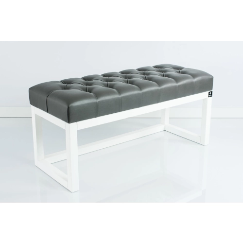 Ławka Pufa Pikowana Ekoskóra Grafit Guzik Tapicerowany LPP-2 + Wieszak Ścienny WDC-5 Kolory