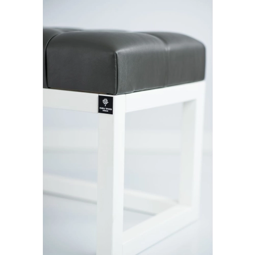 Ławka Pufa Pikowana Ekoskóra Grafit Guzik Tapicerowany LPP-2 + Wieszak Ścienny WDC-5 Kolory