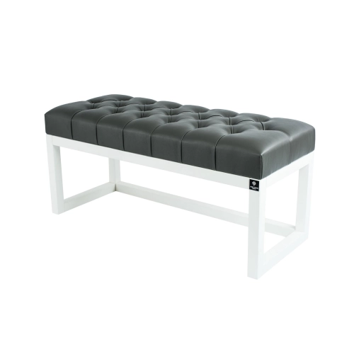 Ławka Pufa Pikowana Ekoskóra Grafit Guzik Tapicerowany LPP-2 + Wieszak Ścienny WDC-5 Kolory