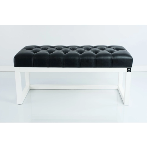 Ławka Pufa Pikowana Ekoskóra Czarna Guzik Tapicerowany LPP-2 + Wieszak Ścienny WDC-35 Kolory