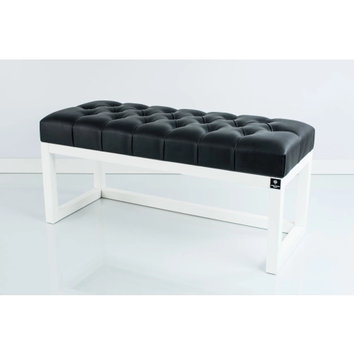 Ławka Pufa Pikowana Ekoskóra Czarna Guzik Tapicerowany LPP-2 + Wieszak Ścienny WDC-35 Kolory