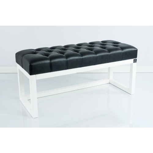 Ławka Pufa Pikowana Ekoskóra Czarna Guzik Tapicerowany LPP-2 + Wieszak Ścienny WDC-35 Kolory