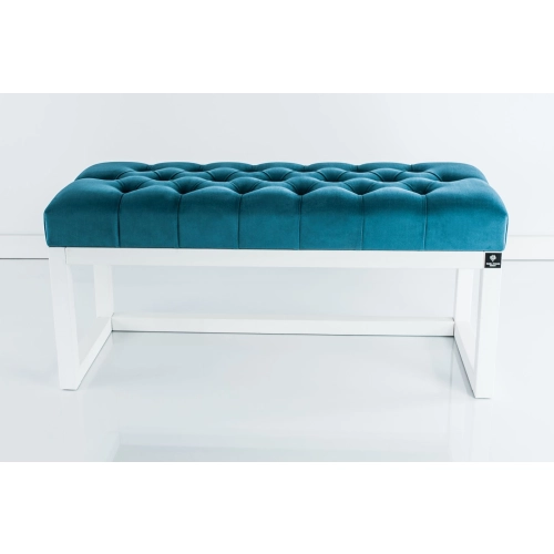 Ławka Pufa Pikowana Turkus Guzik Tapicerowany LPP-2 + Wieszak Ścienny WDC-35 Kolory