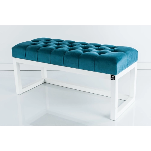 Ławka Pufa Pikowana Turkus Guzik Tapicerowany LPP-2 + Wieszak Ścienny WDC-35 Kolory