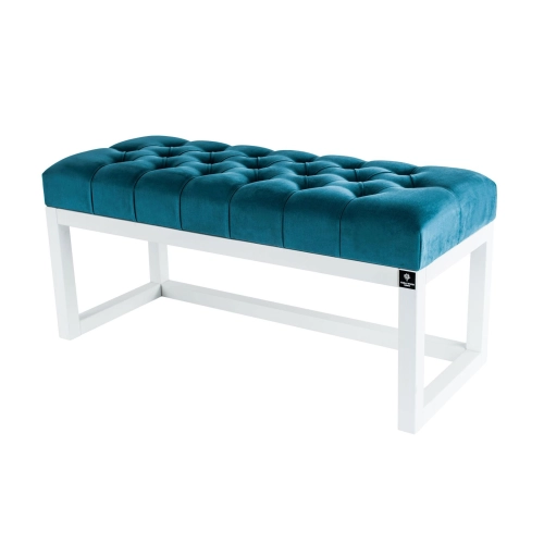 Ławka Pufa Pikowana Turkus Guzik Tapicerowany LPP-2 + Wieszak Ścienny WDC-35 Kolory