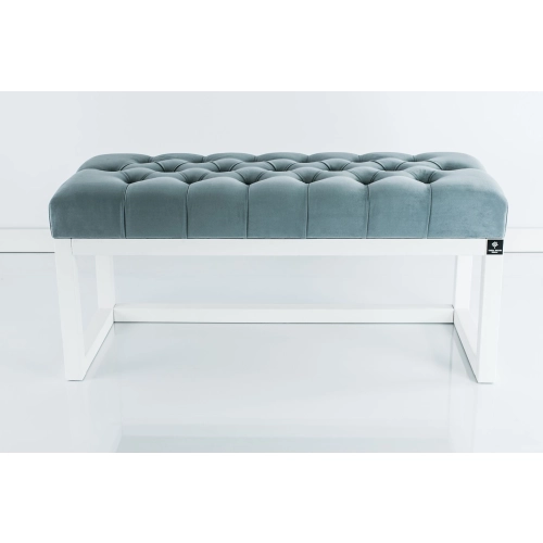 Ławeczka Pufa Pikowana Popielaty Guzik Tapicerowany LPP-2 Rozmiary od 50 cm do 200 cm
